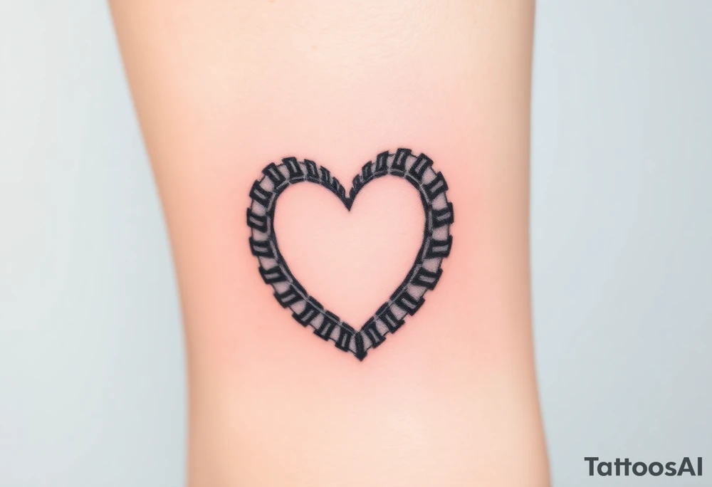 A tractor’s tire track forming a heart shape, symbolizing passion for farming and agriculture tattoo idea