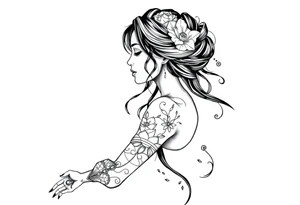 Reincarnation,beautiful girl long fore arm tattoo idea