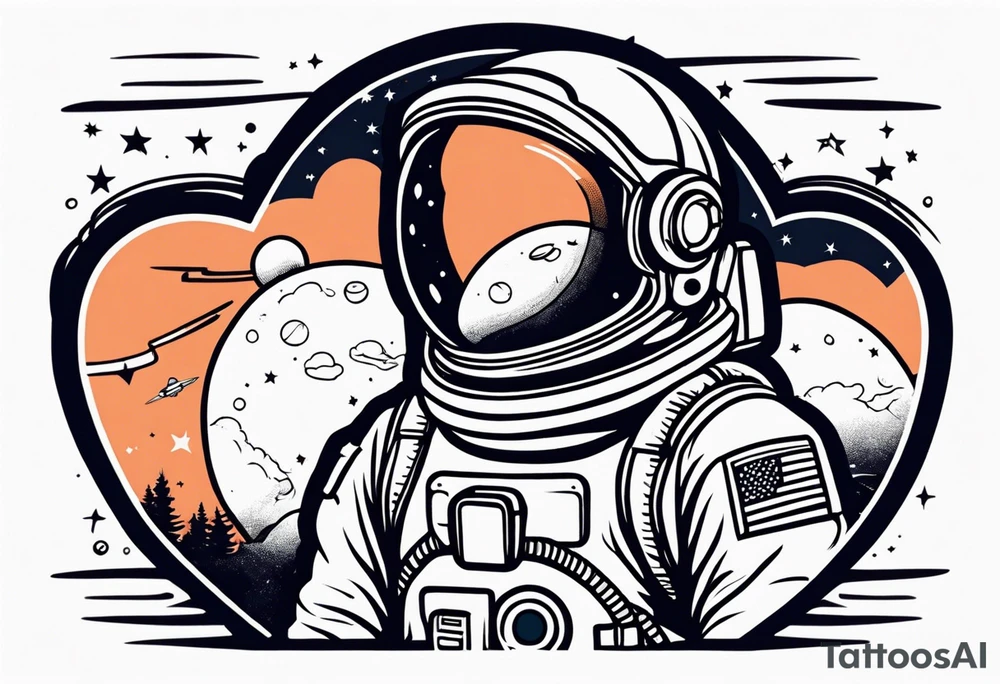love astronaut tattoo idea