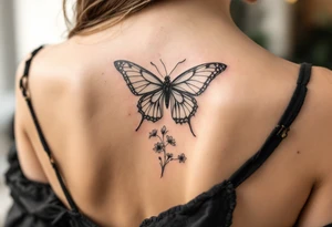 Small Butterfly and flowers tattoo idea