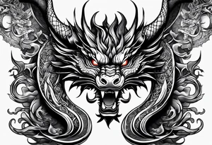 dragon mask fire tattoo idea