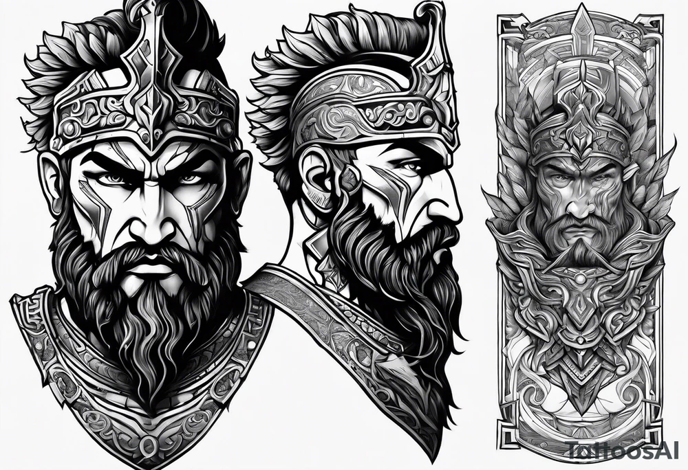 Greek god of war armored tattoo idea
