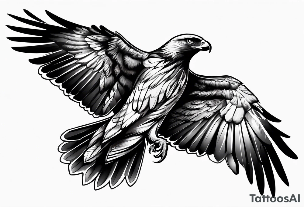 Hawk flying down on forearm tattoo idea