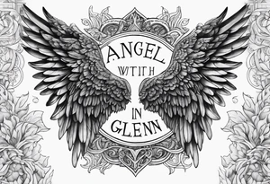 Angel Wings with the word Glenn in the middle tattoo idea