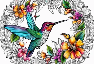 Mandala with colorful hummingbird 3d tattoo idea