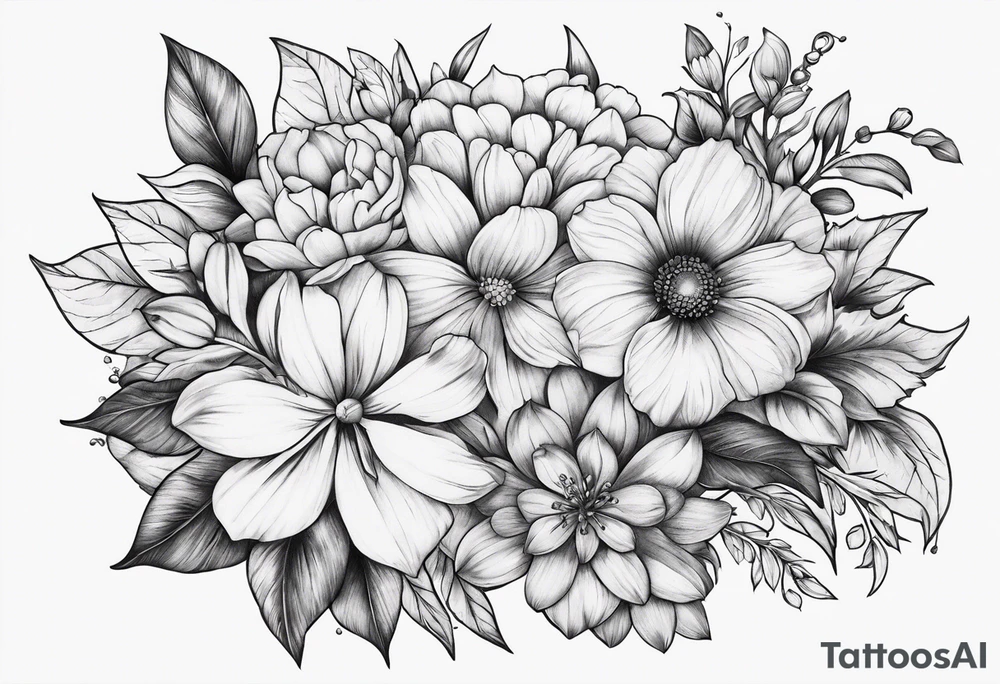 ornaments of flowers tattoo idea