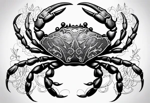 Zodiac crab embedded in tree tattoo idea