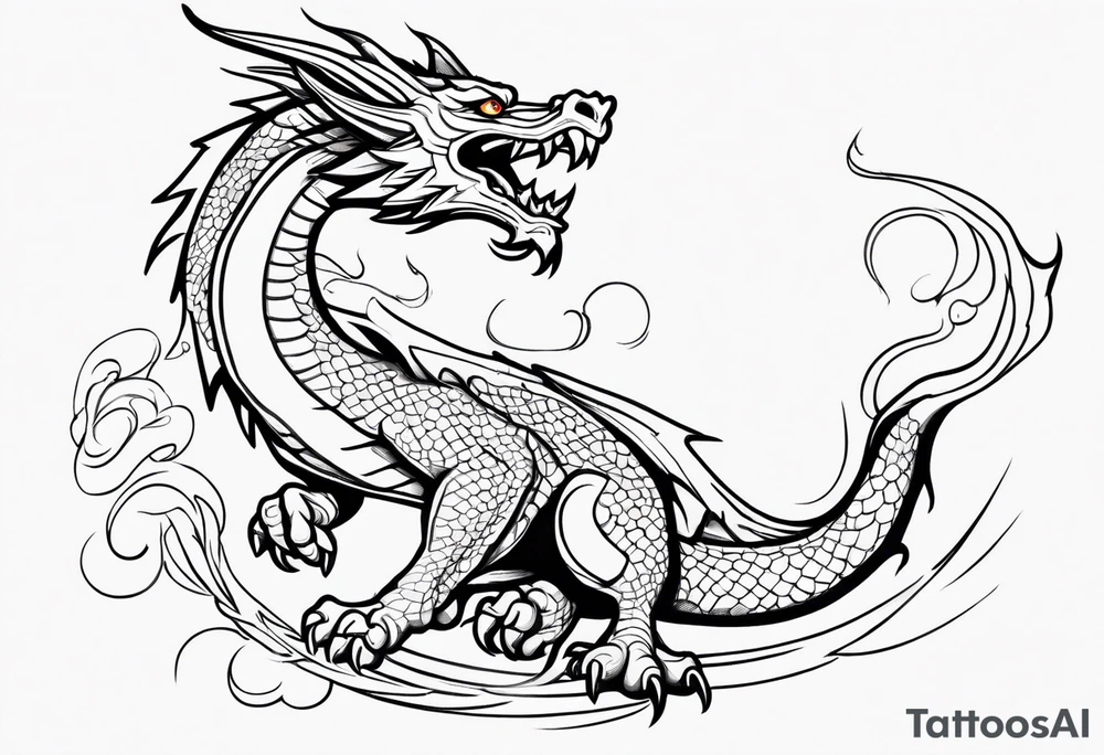Traditional Dragon full body and smoke tattoo idea