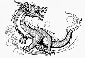 Traditional Dragon full body and smoke tattoo idea