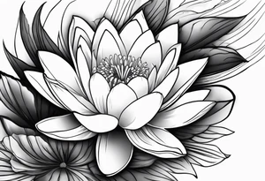 a tattoo with a waterlily and a gladiolus with two surnames tattoo idea