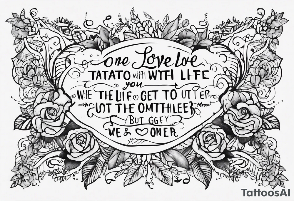 Handwritten tattoo with these lyrics: 

One love, one blood
One life, you got to do what you should
One life with each other
Sisters, brothers
One life but we're not the same
We get to carry each other, carry each other
One tattoo idea