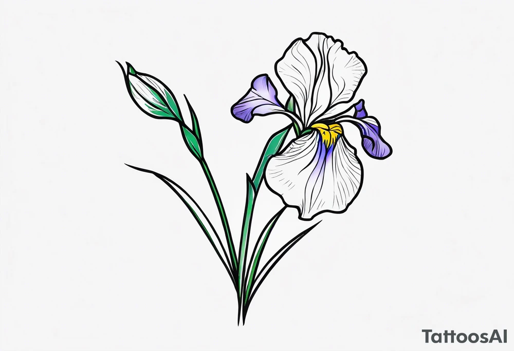 Iris flower with stem tattoo idea