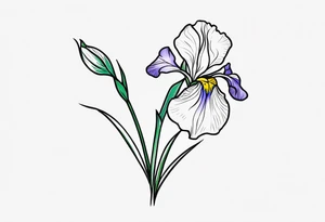 Iris flower with stem tattoo idea
