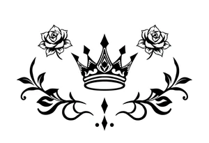 Small size Kings crown roses above the name Aiden tattoo idea
