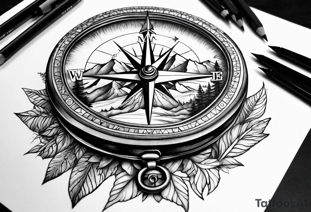 Compass. Mountains tattoo idea