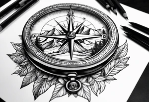 Compass. Mountains tattoo idea