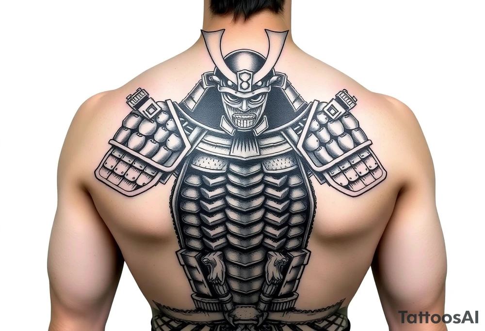 Armoured Japanese samurai traditional tattoo idea