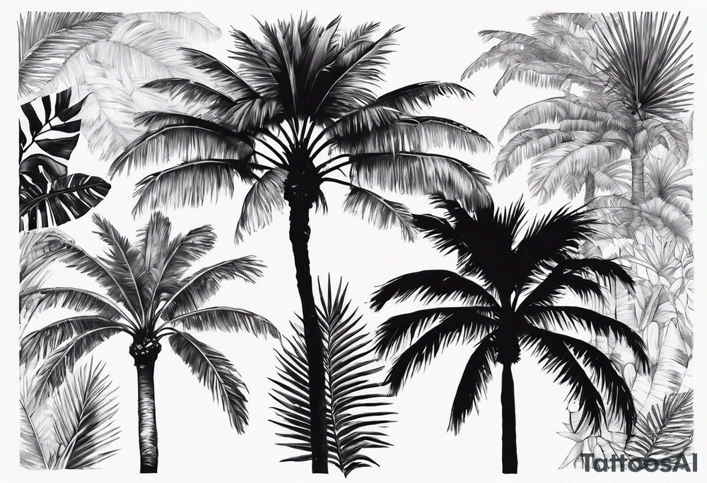 tree palm but swap leaves with palms tattoo idea