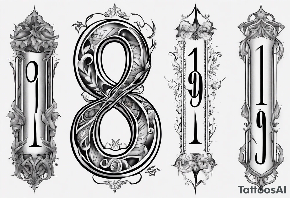 number 9 upside down and right side up connected in the middle. Tall and thin tattoo idea number 9 upside down and right side up connected in the middle. Tall and thin tattoo idea