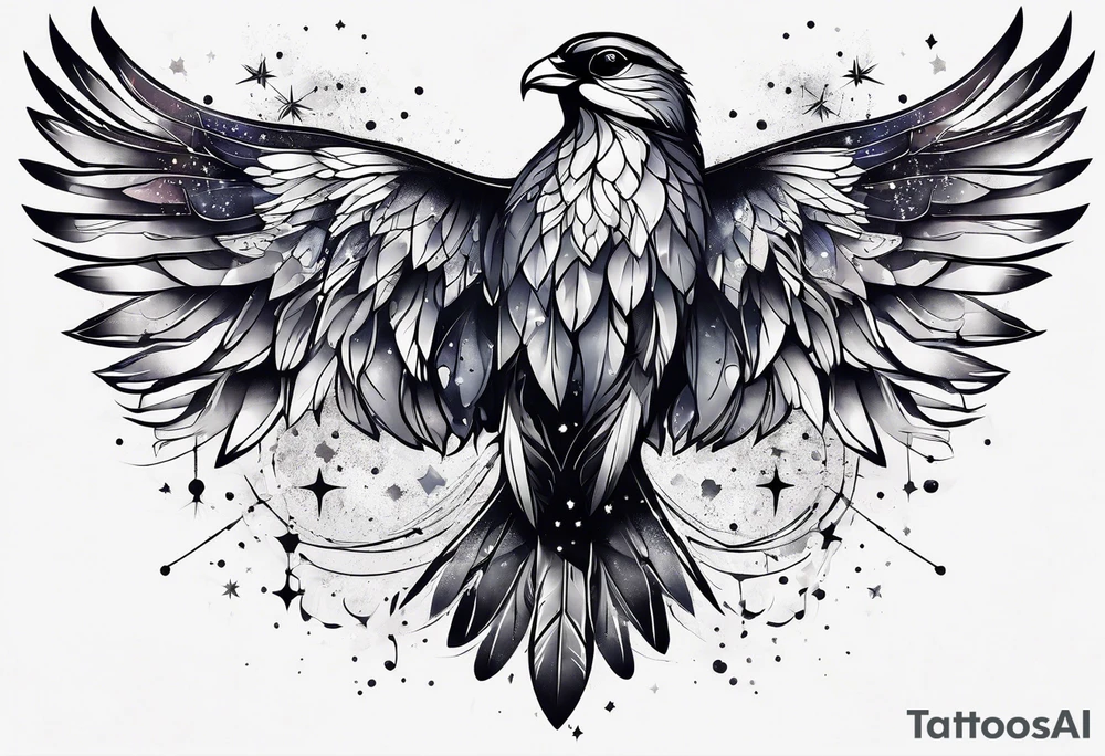 Constellation, bird wing , animal  snow , cross tattoo idea