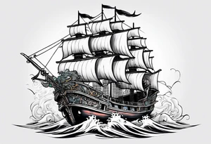 Chinese pirate ship shipwreck with a mermaid tattoo idea
