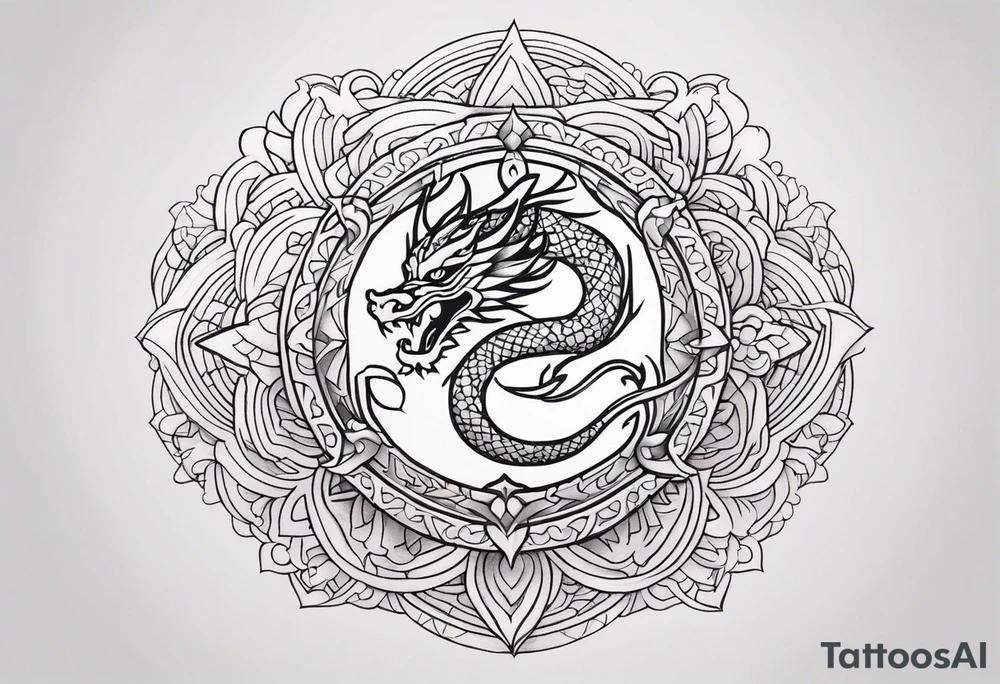 Dragon around Mandala tattoo idea