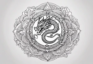 Dragon around Mandala tattoo idea