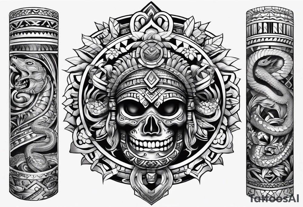 aztec snake sleeve tattoo idea