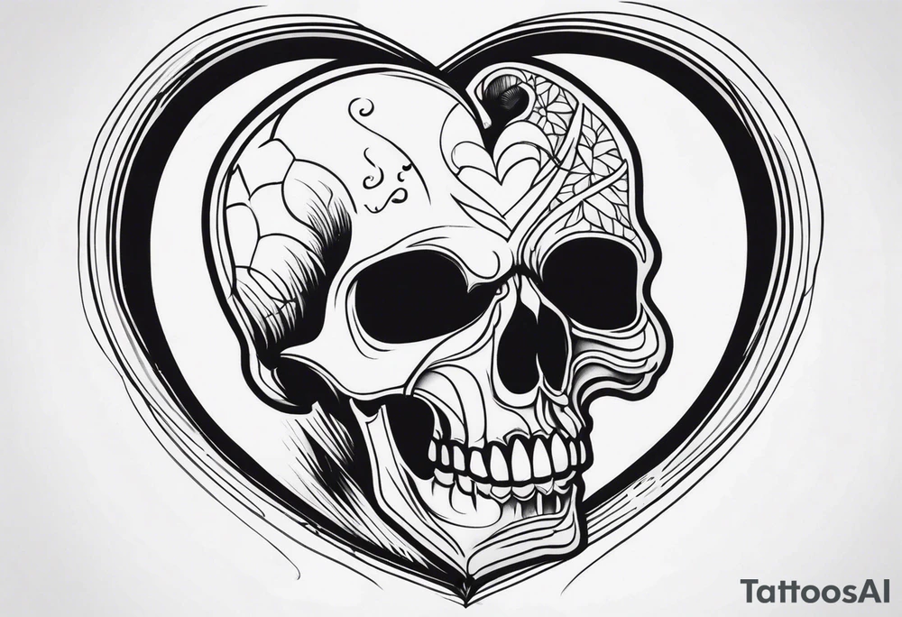 visceral heart fusioned with skull
half heart half skull tattoo idea