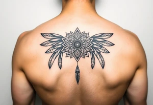 spiritual feathers ornamental mandala shaman tattoo idea