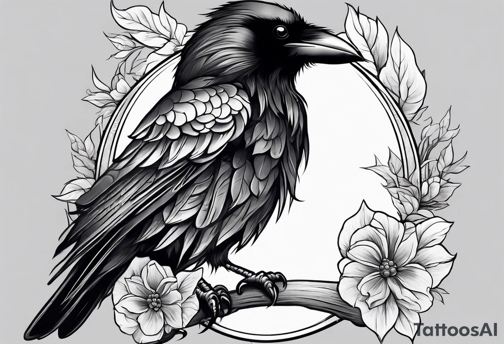 a girly raven tattoo idea