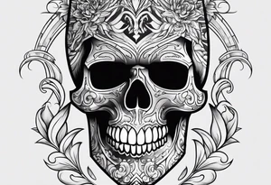 A chilli pepper with a skull fused onto it and facing one of the sides. tattoo idea