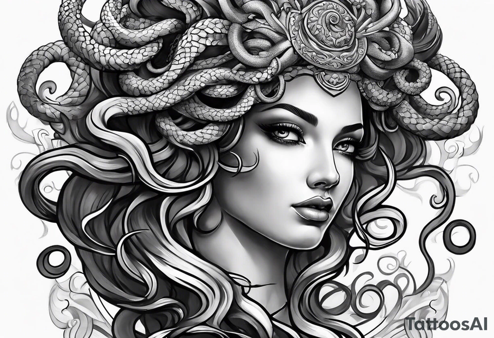 beautiful but mysterious medusa tattoo idea