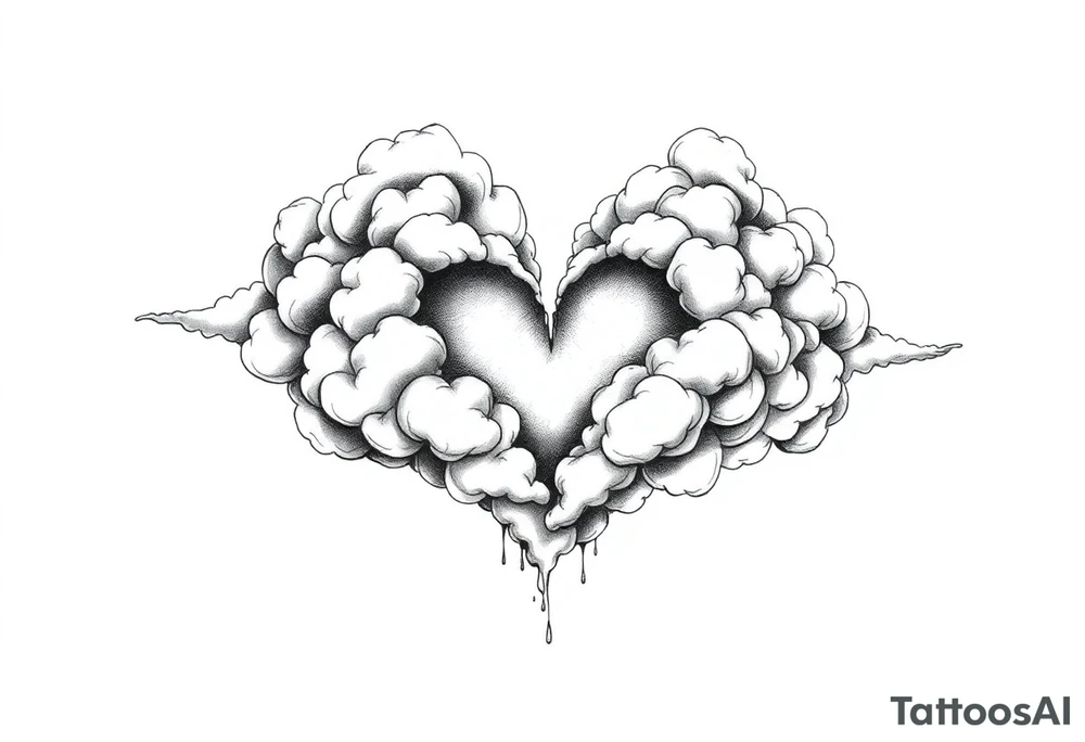 Clouds with a heart shaped noise coming out tattoo idea