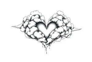 Clouds with a heart shaped noise coming out tattoo idea