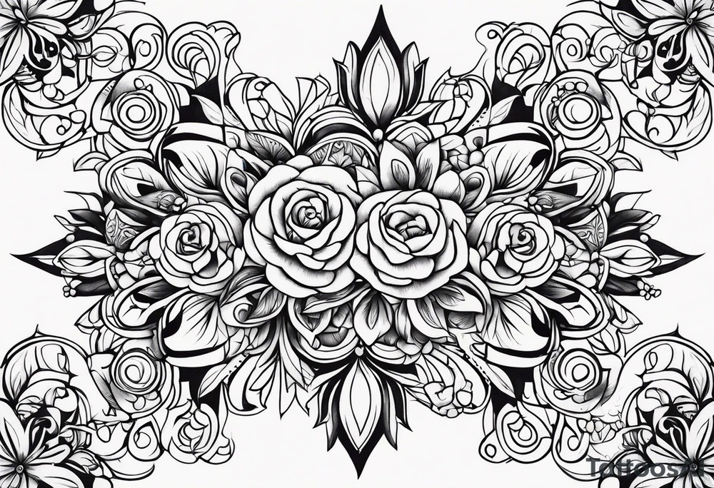 ornaments of flowers tattoo idea