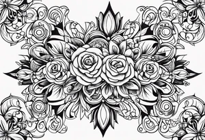 ornaments of flowers tattoo idea