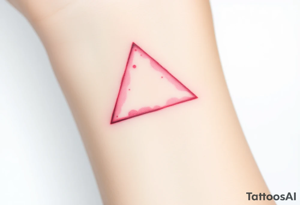A watercoloured pink triangle, with small lining and upside down. Just the colour pink. No shapes. Just the colour pink tattoo idea