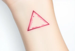 A watercoloured pink triangle, with small lining and upside down. Just the colour pink. No shapes. Just the colour pink tattoo idea
