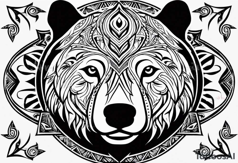 Simple Tribal black bear face tattoo idea