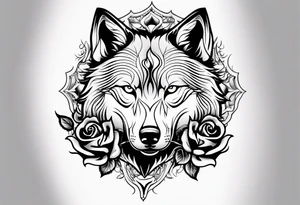 Rose with flames out of the top morphing into a wolf tattoo idea