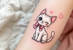Marie is a small white kitten with a pink bow who believes that ladies should always be proper and polite. tattoo idea