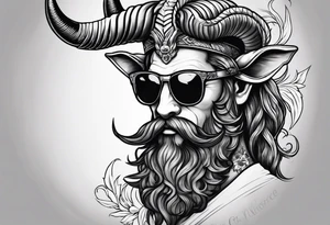 capricorn with beard and sunglasses tattoo idea