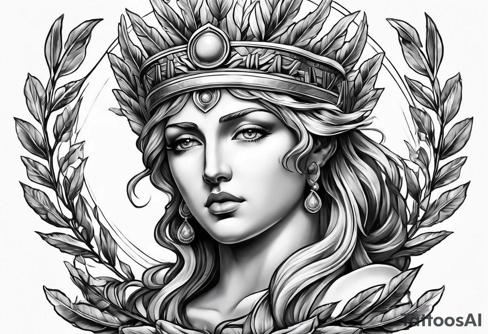 athena aegis with a laurel wreath tattoo idea