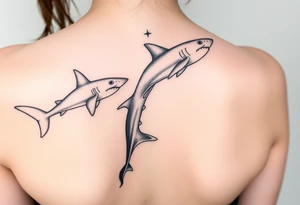 one lemon shark and one whale shark going laterally up the spine tattoo idea