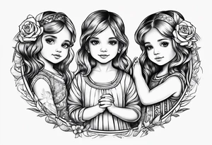 3 little Girls holding hands in a circle tattoo idea