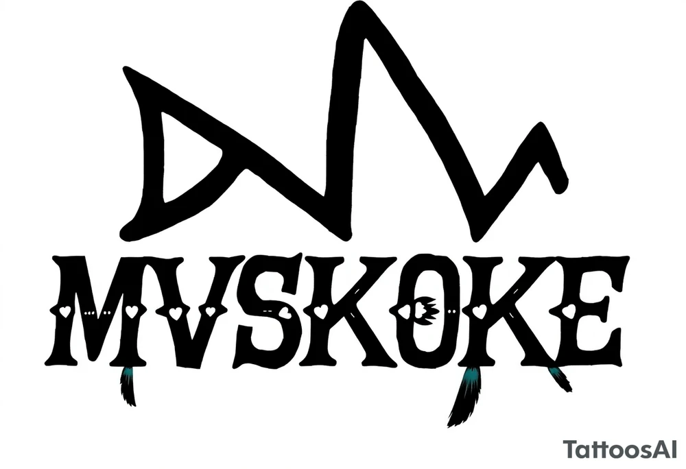 The word “MVSKOKE” shaded with Native American pattern tattoo idea