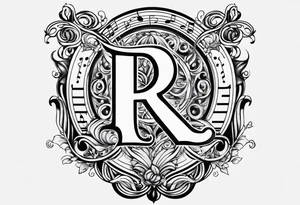 Line art Musical notes depicting the letters R and L tattoo idea