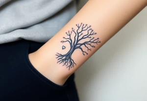 mystical tree of life with cosmic roots and celestial branches tattoo idea