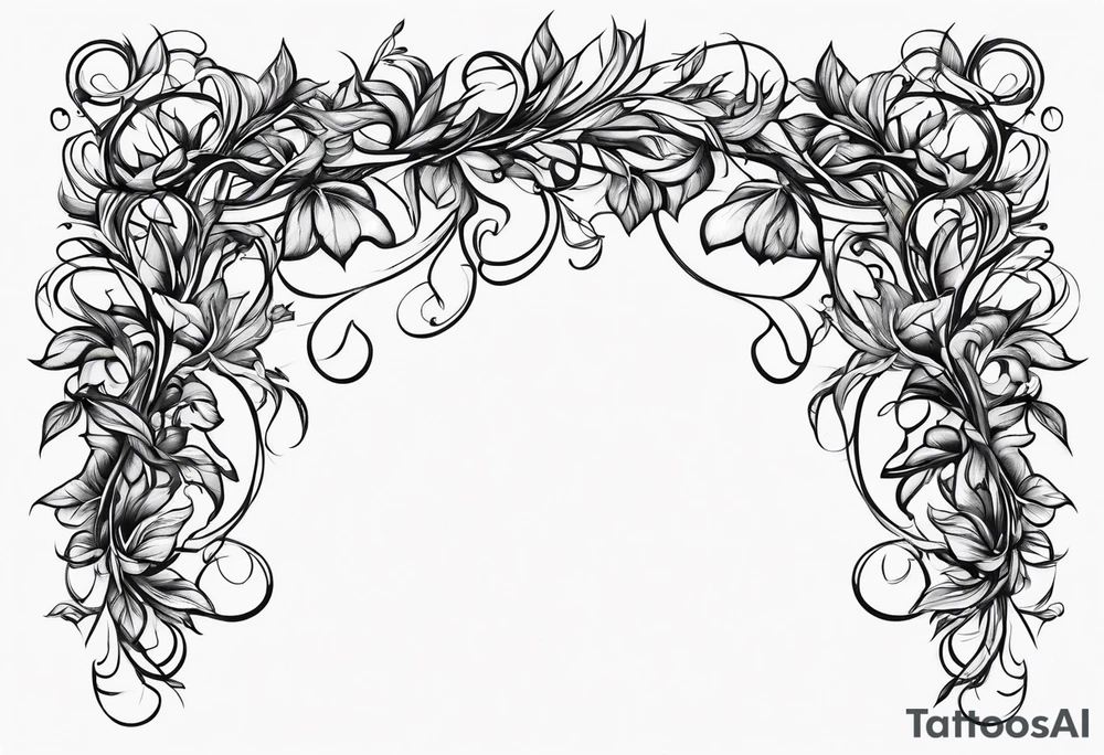 thin vines with leaves in a straight line tattoo idea